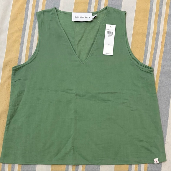 Calvin Klein Sage V-Neck Blouse - Picture 2 of 12